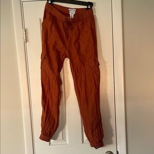 Nicole Miller Women's Burnt Orange Cropped Pants 100% linen
